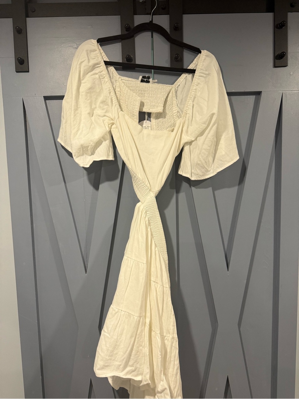 Petal & Pup Cream Puff Sleeve Tie-Back Mini Dress